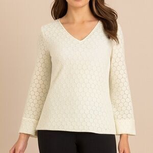 Akris Punto White Lace V neck Top